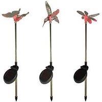 Lights4Fun 3 Butterfly, Dragonfly And Bird Solar Stakes