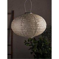 Lights4Fun Tyvek Silver Moroccan Hanging Solar Lantern