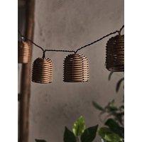 Lights4Fun 10 Rattan Lantern Solar Fairy Lights