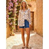 Roman Floral Print Button Blouse