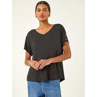 Roman Cold Shoulder Button Top