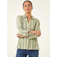 Roman Petite Cotton Lace Trim Blouse