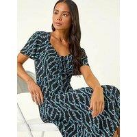 Roman Petite Butterfly Drawstring Midi Dress