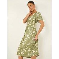Roman Petite Floral Shirred Waist Dress
