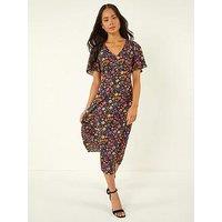 Roman Petite Ditsy Floral Print Midi Dress
