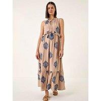 Roman Embroidered Tie Front Maxi Dress