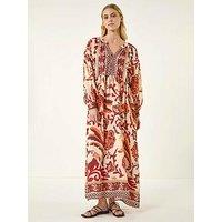 Roman Floral Border Print Maxi Dress