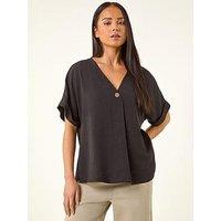 Roman Petite One Buttoned V-Neck Top