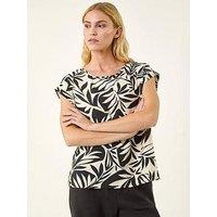 Roman Leaf Print Shell Top