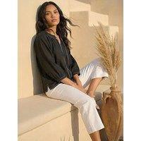 Roman Stitch Detail Tie Front Top
