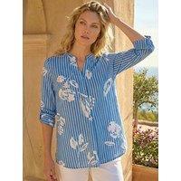 Roman Floral Stripe Pleated Top