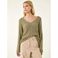 Roman Textured V-Neck Boyfriend Jumper