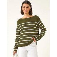 Roman Slash Neck Stripe Knit Jumper