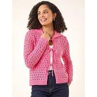 Roman Crochet Detail Hooded Knit Jumper