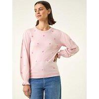 Roman Embroidered Floral Knit Top