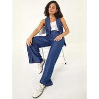Roman Denim Contrast Stitch Wide Leg Trouser