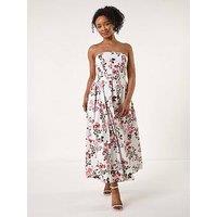 Roman Petite Floral Print Cotton Midi Dress