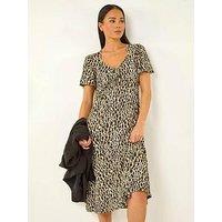 Roman Petite Animal Print Drawstring Midi Dress