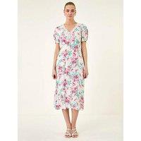 Roman Floral Lace Trim Midi Dress