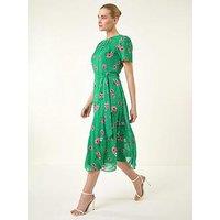 Roman Floral Chiffon Pleated Dress