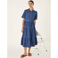 Roman Button Detail Tiered Midi Dress