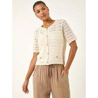 Roman Pointelle V-Neck Knit Cardigan