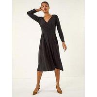 Roman Wrap Bodice Tie Waist Midi Dress