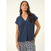 Roman Petite V-Neck Tuck Front Top