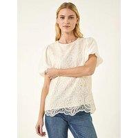 Roman Panelled Lace Puff Sleeve Top