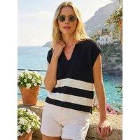 Roman Stripe V-Neck Knit Vest
