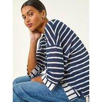 Roman Stripe Print V-Neck Tunic Top
