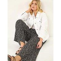 Roman Curve Textured Print Wide Leg Trousers