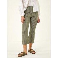 Roman Stripe Print Crop Bootleg Trouser