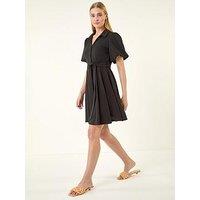 Roman Belted Puff Sleeve Short Dress