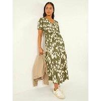 Roman Petite Abstract Print Tiered Midi Dress