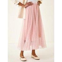 Roman Polka Dot Print Elasticated Mesh Skirt