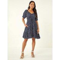 Roman Petite Ditsy Spot Frill Dress