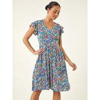 Roman Petite Ditsy Floral Button Dress