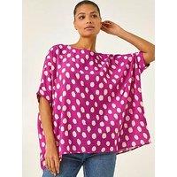 Roman Polka Dot Button Back Top