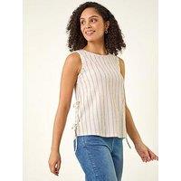 Roman Stripe Side Tie Detail Top