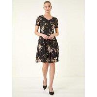 Roman Floral Print Lace Stretch Dress