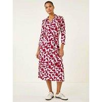 Roman Abstract Geometric Shirt Dress