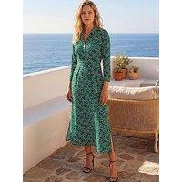 Roman Abstract Buttoned Shirt Dress