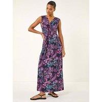 Roman Paisley Twist Front Maxi Dress