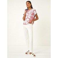 Roman Floral Print Jersey Back Top