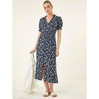 Roman Ditsy V-Neck Midi Dress