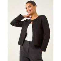 Roman Beaded Trim Open Jacket