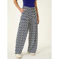 Roman Petite Geo Print Wide Leg Stretch Trouser