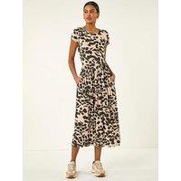 Roman Abstract Print Stretch Midi Dress