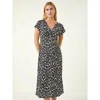 Roman Abstract Spot Print Back Detail Dress